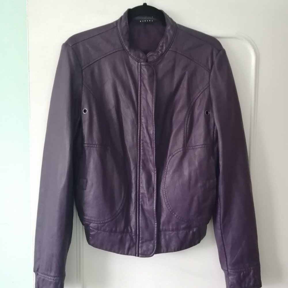 Sisley Women's Deep Purple Leather Jacket - Picture 7 of 10